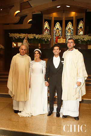 Sacerdote Santiago Pérez, Alejandra Alvarado, Francisco Garza y sacerdote Daniel Zorrilla