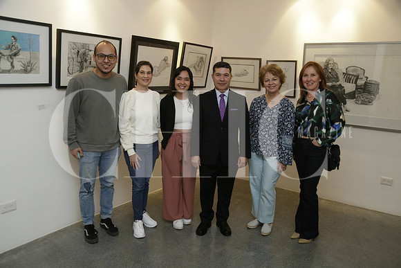 (artistas expositores) Oscar de León, Patricia Garza Mortón, Mariana Aldrete, Joél Flores, Rosmarie Thommen y Liz Zabroky